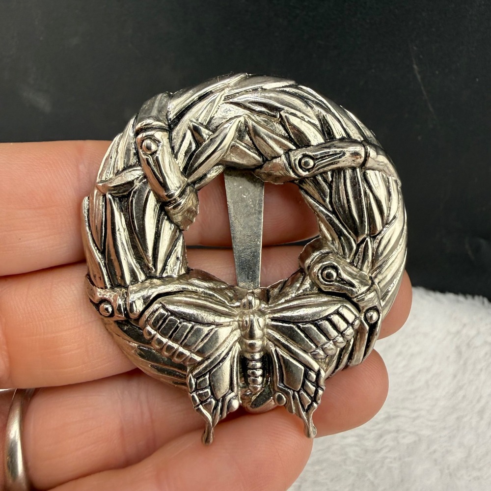 John Hardy Scarf Clip Silver Butterfly Wreath Nature Inspired Womens OS